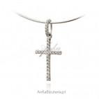 Krzyżyk srebrny z maleńkimi cyrkoniami Śliczny