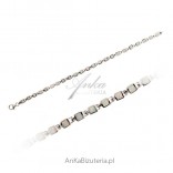 Silberarmband rhodiniert mit weißem Opal