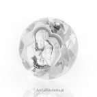 Piękny mały kryształ ze srebra z Świętą Rodziną - wspaniała Pamiątka.