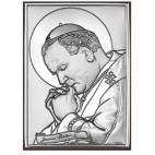 Srebrny obrazek z wizerunkiem Jana Pawła II 9*13