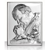 Papież Jan Paweł II - w gorliwej modlitwie - srebrny obrazek -Doskonały Prezent GRAWER