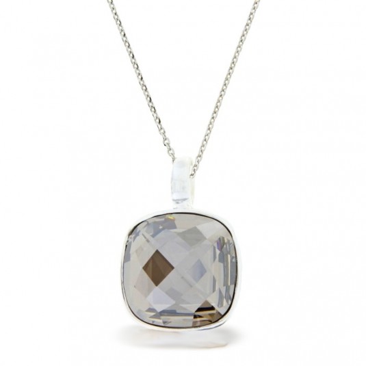 Swarovski-Wisior srebrny na łańcuszku z kryształem w kolorze Silver shadow -szary.