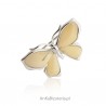 Broszka srebro bursztyn biały Motyl