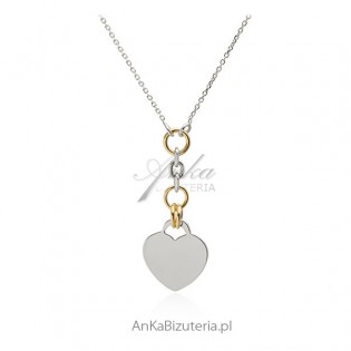 Piękny naszyjnik srebrny z serduszkiem - Biżuteria włoska
