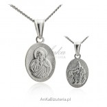 Silbermedaille Scapular - Die Heilige Mutter des Skapulars - Medaille für die Kommunion