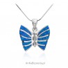 Zawieszka srebrna niebieski motyl z opalem