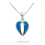 Silberschmuck - Silberner Herzanhänger mit blauem Opal