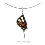 Silberanhänger mit Bernstein - Schmetterlingsflügel