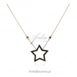 Silber vergoldete Halskette STAR mit schwarzen Zirkonia - von Dall Acqua