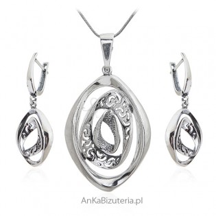 Biżuteria srebrna komplet oksydowany - Carmella