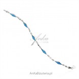 Silberarmband mit blauem Opal 18 cm