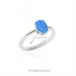 Silberring mit blauem OVAL-Opal