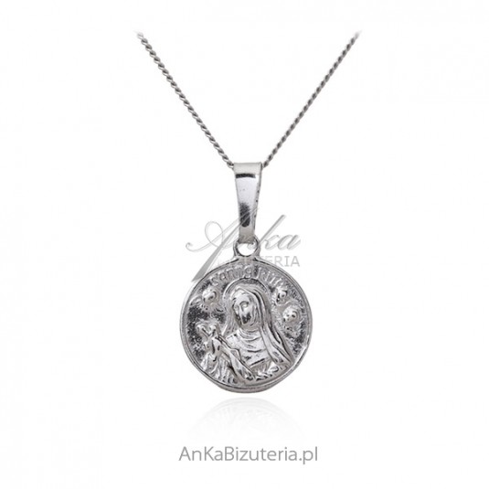 Medalik srebrny Św. RITA - rodowany - ITALY