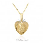 Złoty komplet pr. 585 Matka Boska Częstochowska z łańcuszkiem