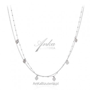 Srebrna biżuteria - naszyjnik srebrny SERCA -na podwójnym łańcuszku