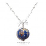 Silberkette GLOBUS - klein mit dem Satz "Du bist meine Welt"