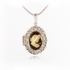 Puzderko srebrne z bursztynem KAMEA - Oryginalna biżuteria damska