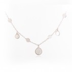 Naszyjnik srebrny kółeczka z białą masą perłową