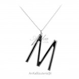 Silberschmuck lange Halskette mit dem Buchstaben M