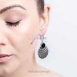 Silber oxidierte Ohrringe mit schwarzem Onyx