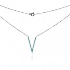 Naszyjnik srebrny z turkusami w kształcie litery V