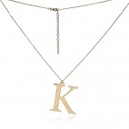 Modna biżuteria srebrna Naszyjnik pozłacany z literką K
