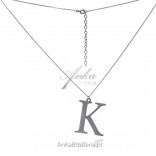 Modischer Silberschmuck Rhodinierte Halskette mit dem Buchstaben K.