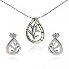 Komplet biżuteria srebrna z białym opalem