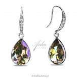 Silberne Ohrringe mit Swarovski Classy Pear Kristallen in der Farbe Paradise Shine.