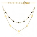Goldenes Halsband 585 an einer Doppelkette mit schwarzen Steinen