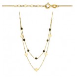 Gold pr Halskette 585 mit schwarzen Onyxblumen