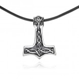 Silberanhänger Thors Hammer mit keltischem Motiv