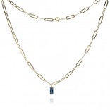 Halskette aus vergoldetem Silber mit blauem Zirkon