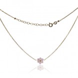 Halskette aus vergoldetem Silber mit einer dezenten rosa Blume