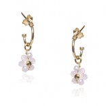 Ohrringe aus vergoldetem Silber mit rosa Blumen