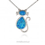 Silberanhänger KITTEN mit blauem Opal