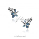 Silberohrringe BLUMEN mit blauem Opal