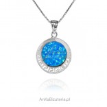 Silberanhänger mit blauem Opal mit griechischem HESTIA-Muster