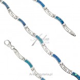 Silberarmband mit blauem Opal mit griechischem Muster