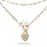 Vergoldete Silberkette mit Tibon und einem Herz mit Zirkonia