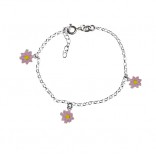 Silbernes Armband mit rosa Blumen