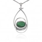 Komplet biżuteria srebrna z zielonym malachitem