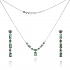 Srebrny komplet biżuterii z zieloną cyrkonią