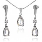 Elegancka biżuteria srebrna komplet z kryształami Aurora Borealis