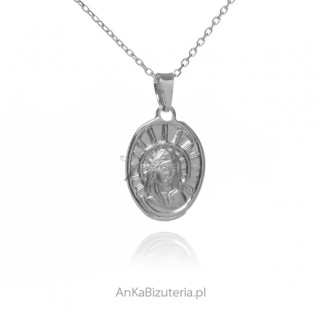 Medalik srebrny - Matka Boska - medalik diamentowany