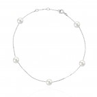 Bransoletka srebrna z białymi naturalnymi perłami