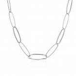 Halskette aus rhodiniertem Silber mit ovalen geriffelten Gliedern