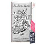 Taufe Souvenir - Silberbild mit Engeln 9 cm * 18 cm