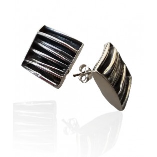 Kolczyki srebrne oksydowane - marszczone TORINO - biżuteria artystyczna