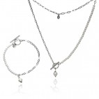 Komplet biżuteria srebrna z perełkami - bransoletka i naszyjnik
